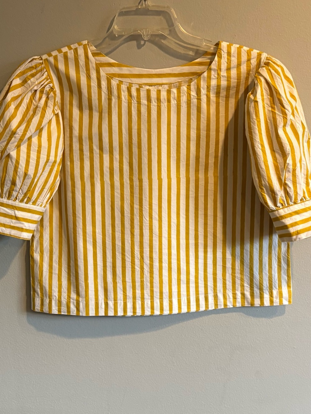 Livro Striped Cotton Puff Sleeve Cropped Top Size Small
